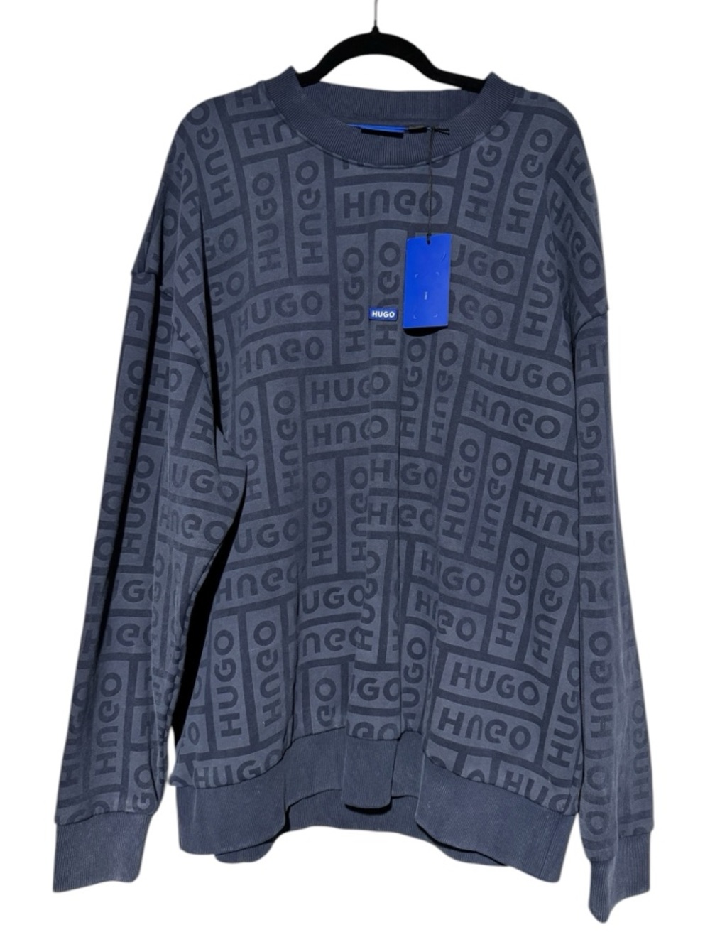Hugo Boss NWT Blue Logo Sweatshirt Men Size XXL Streetwear Designer comfy casual